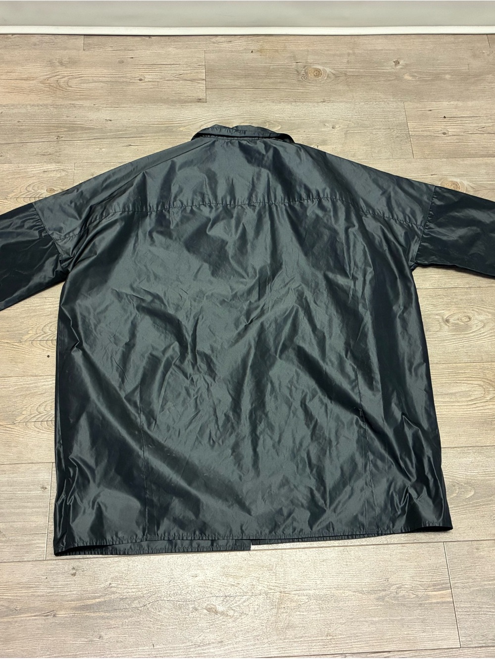 OSKA Black Nylon Windbreaker Jacket Womens Size 2 Oversized Collared - Picture 3 of 4
